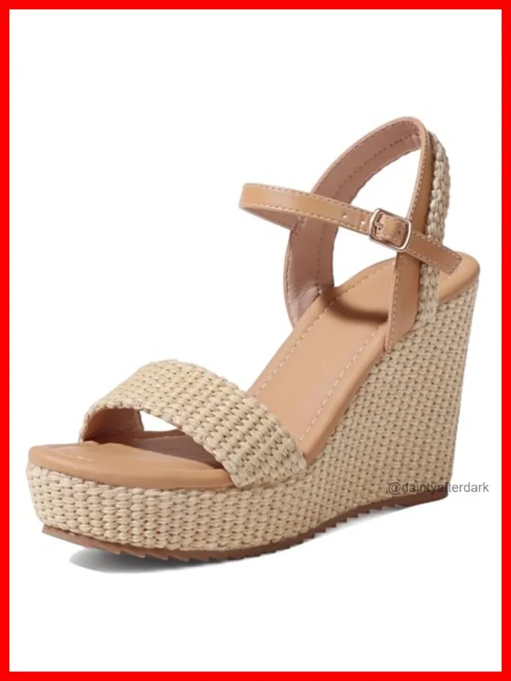 Espadrille Platform Wedge Sandals for Women Open Toe Ankle Strap Jute Heel PU